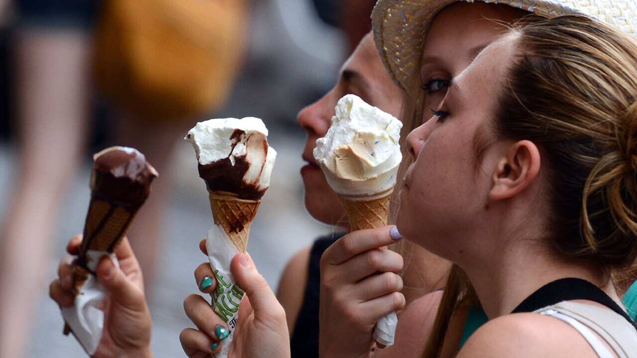 Girls eating ice-cream