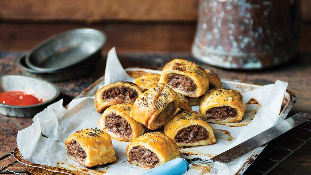 Kangaroo, salsa verde and chilli sausage rolls