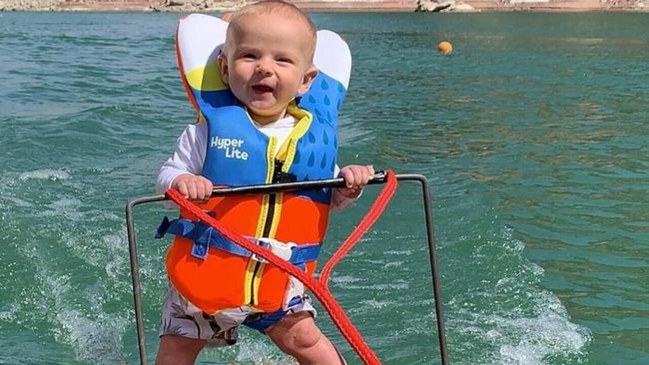 Rich set a new record for youngest ever person to water ski. Picture: richcaseyhumpherys/Instagram