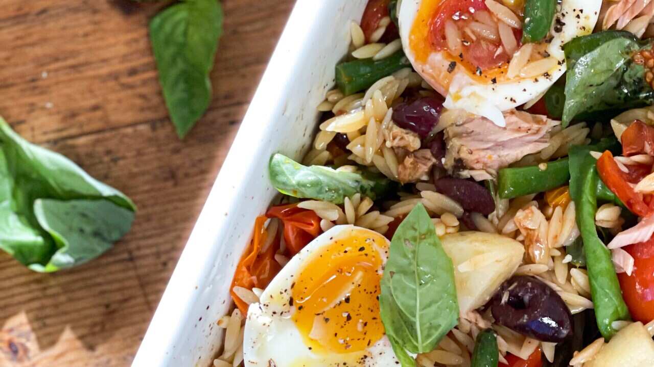 Nicoise style pasta salad