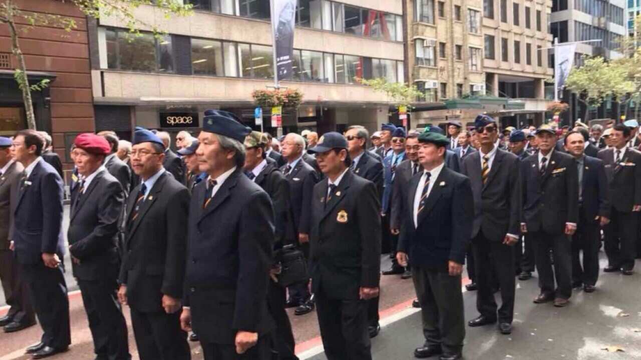 ARN veterans march on Anzac Day at Martin Place, Sydney on 25/4/2017.