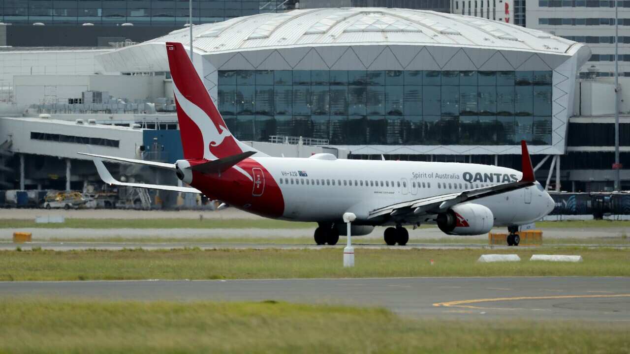 Qantas plane on runway