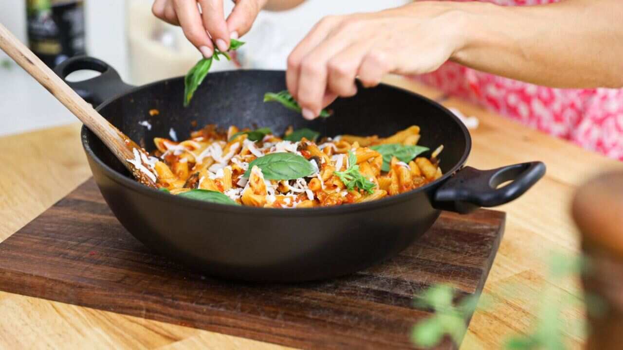 Penne alla Norma (penne Norma style with eggplant)