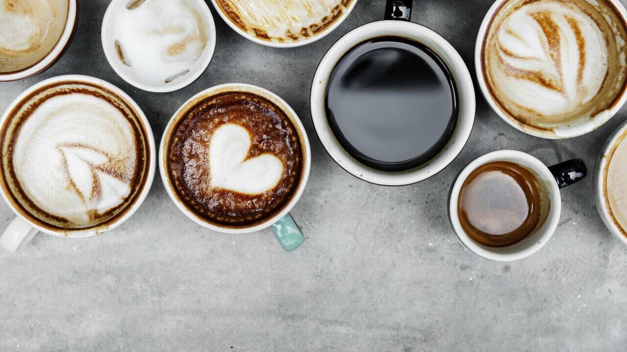 Aerial view of various coffee