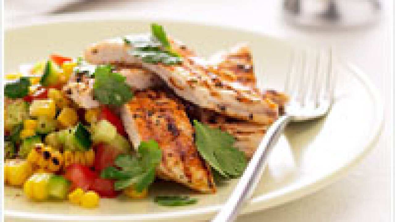 Cajun chicken with grilled corn salsa