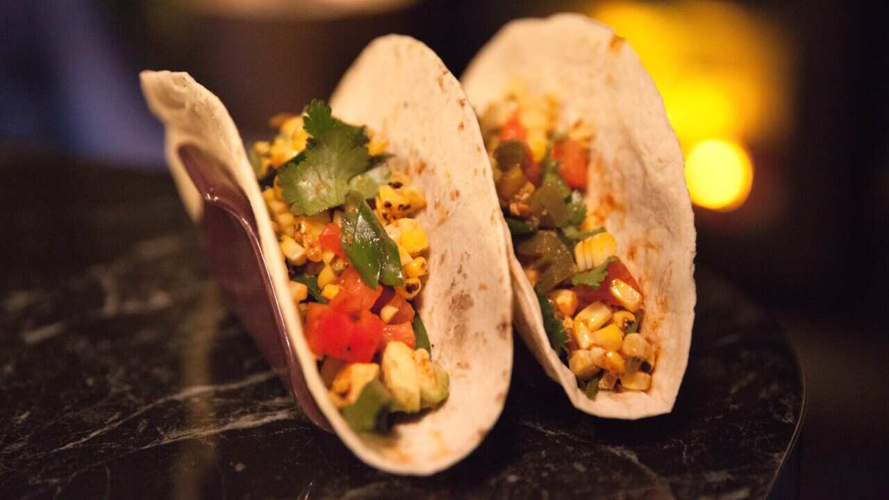 Chargrilled sweet corn taco with spicy salsa 