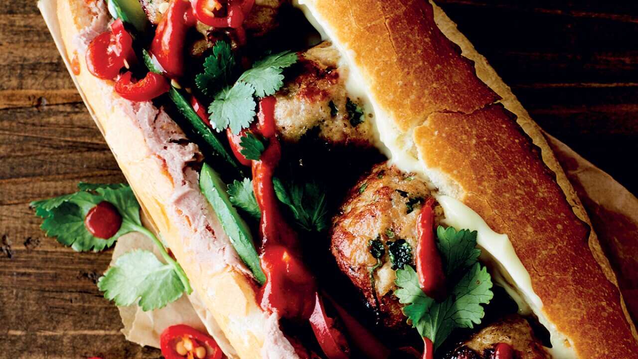 Pork meatball banh mi