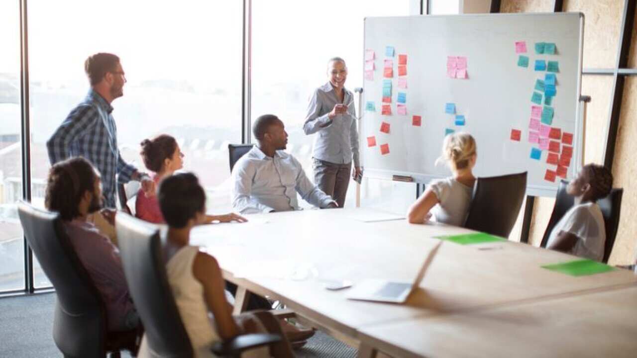 Presentation in a conference room