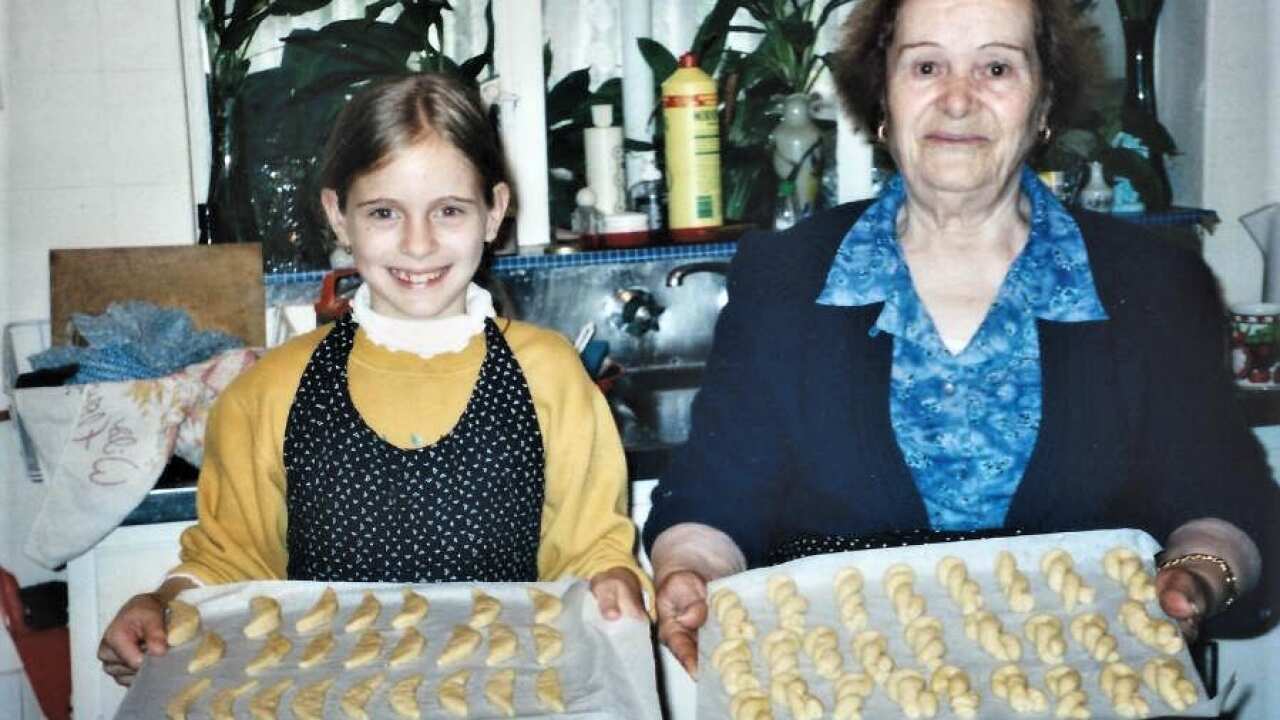 Giannoula Panagiotopoulou (R) with her granddaughter, Isabella. 