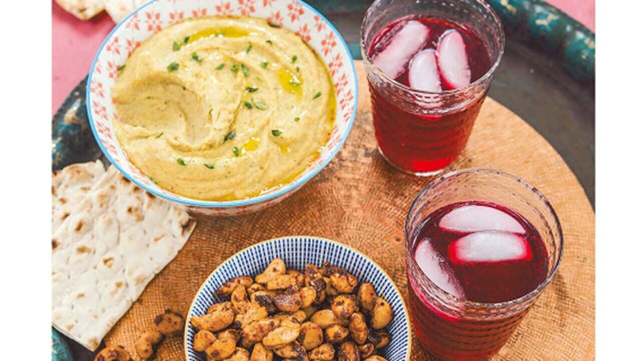 Dried broad bean and cashew nut dip.