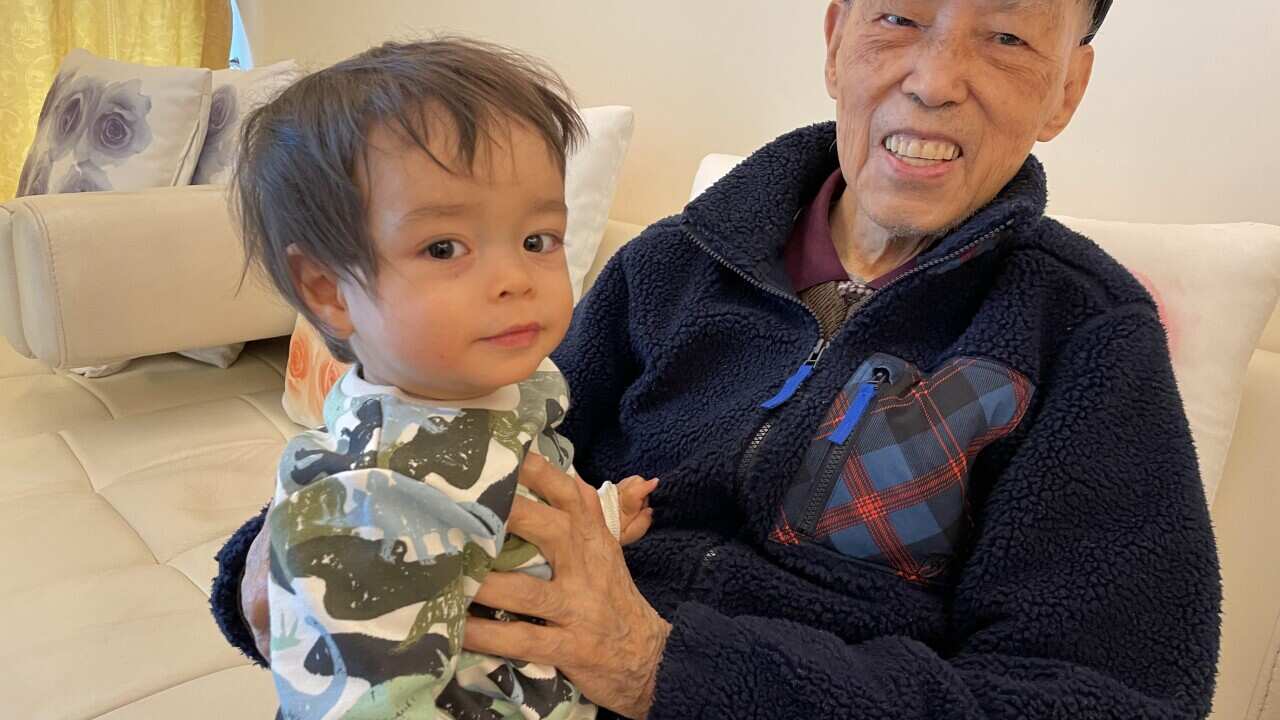 Lucille Wong, her son and grandfather