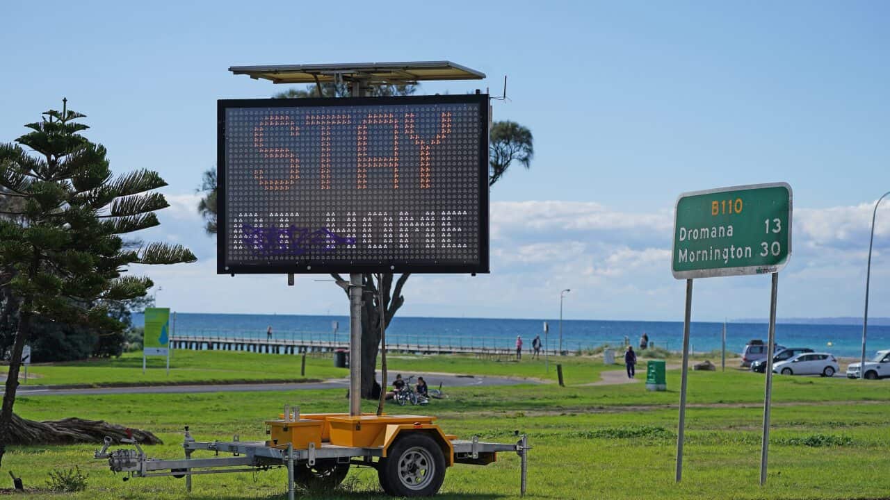 A Stay at Home sign is seen in Rye, Sunday, 19 April, 2020.