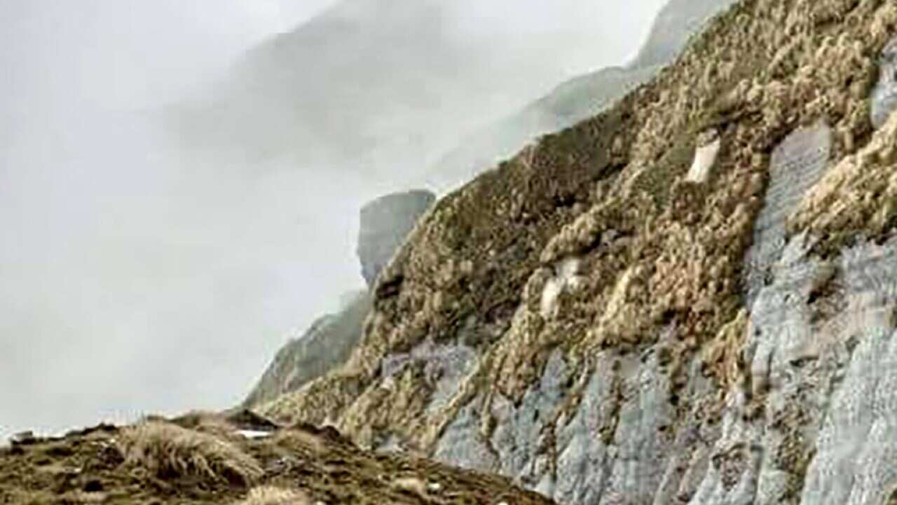 , Monday, May 30, 2022. The wreckage of a plane carrying 22 people that disappeared in Nepal's mountains was found Monday scattered on a mountainside, the army said. There was no word on survivors. (Fishtail Air via AP)