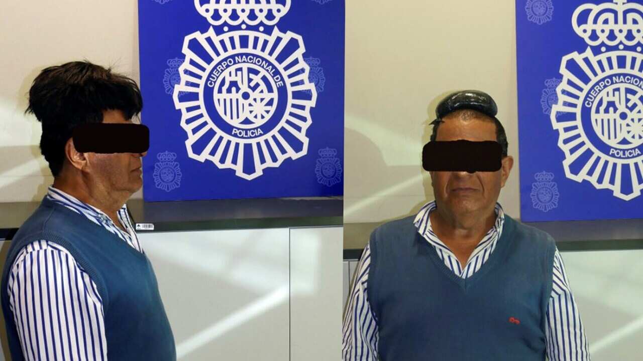 An undated handout composite photo released by the Spanish National Police on 16 July 2019 shows a man who was detained at Barcelona's El Prat airport 