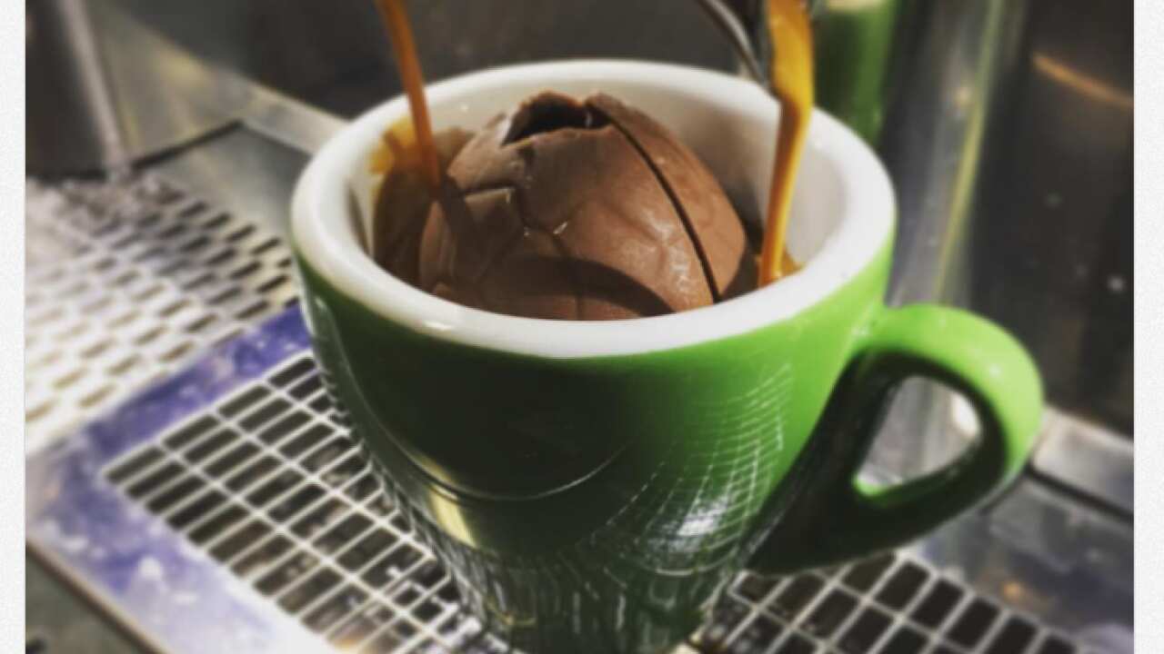 Easter egg in coffee cup