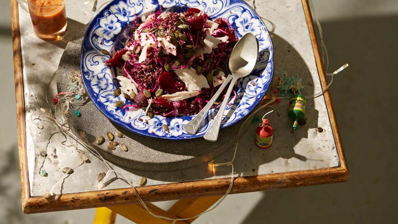 Turkey and quinoa salad with salsa rojo