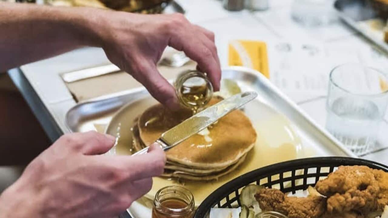 Fried chicken and pancakes