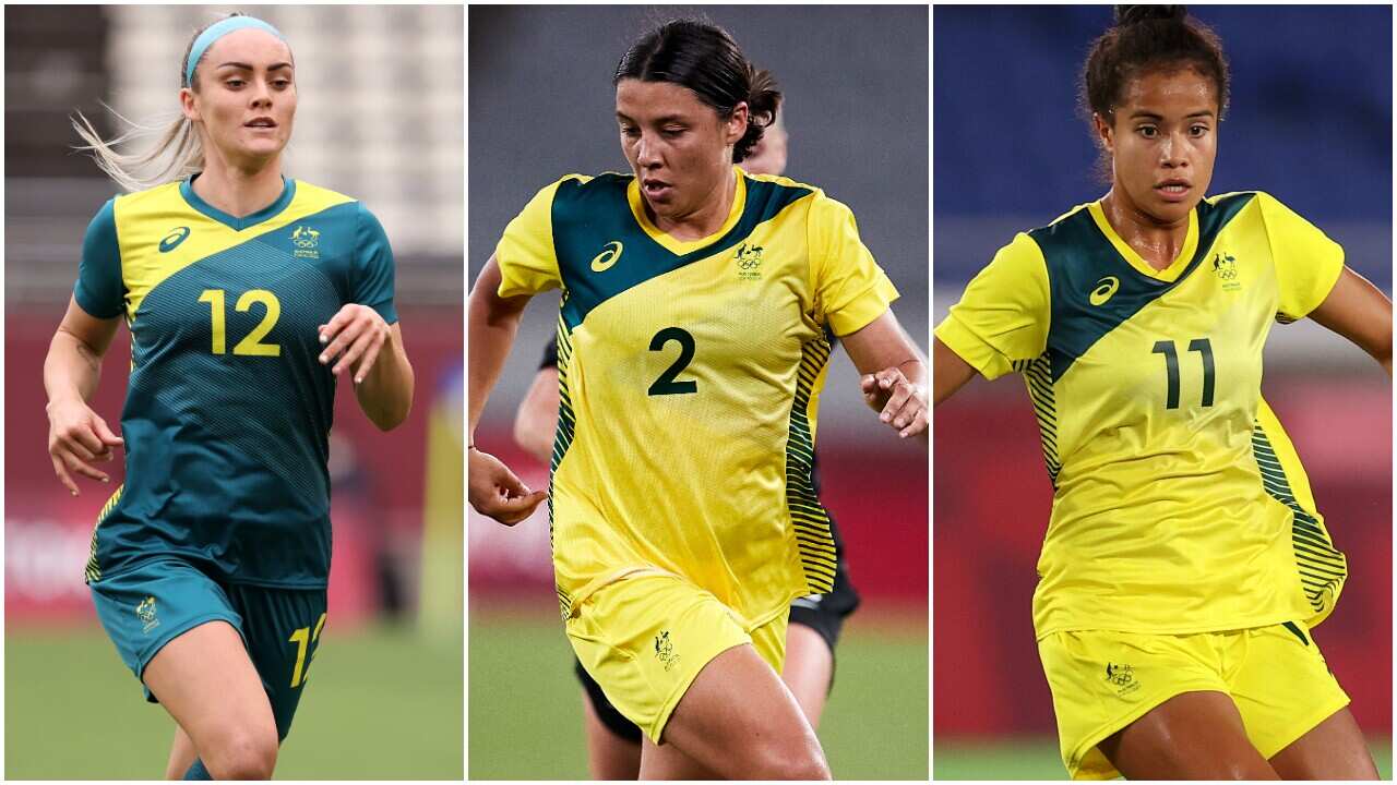 Matildas Ellie Carpenter, Sam Kerr and Mary Fowler