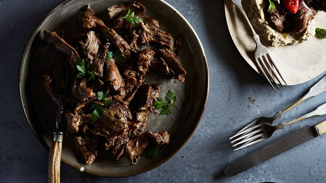 Lamb shoulder cooked in yoghurt and cumin seeds (yogurtlu kimyonlu kuzu)