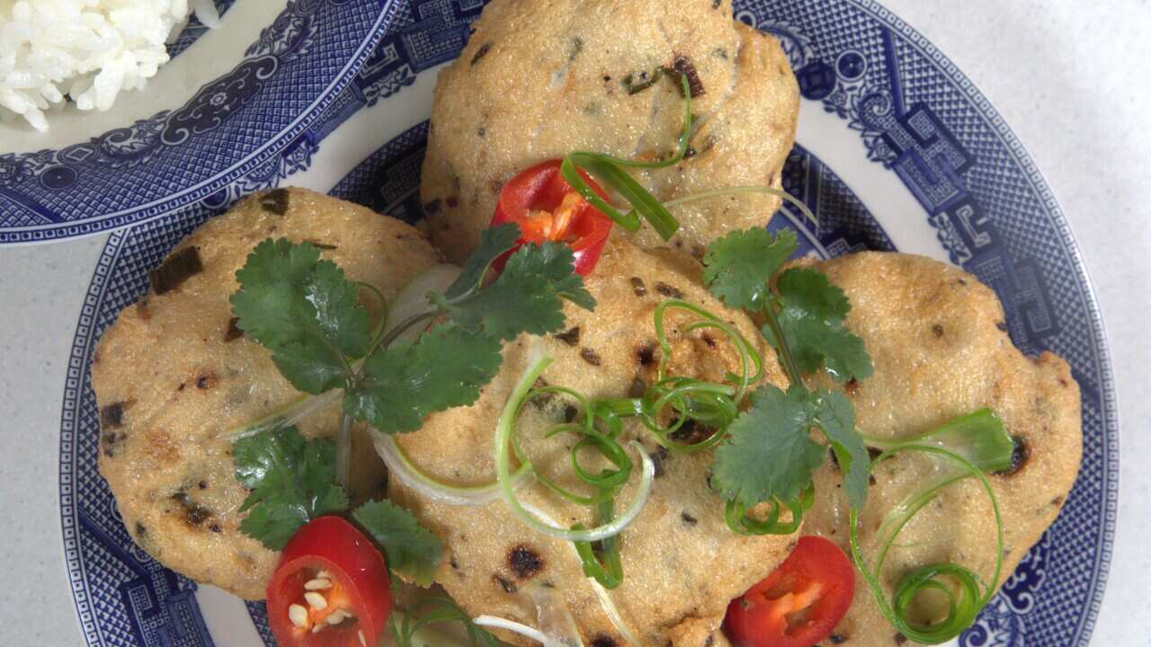 Vietnamese fried fish cakes (cha ca chien)