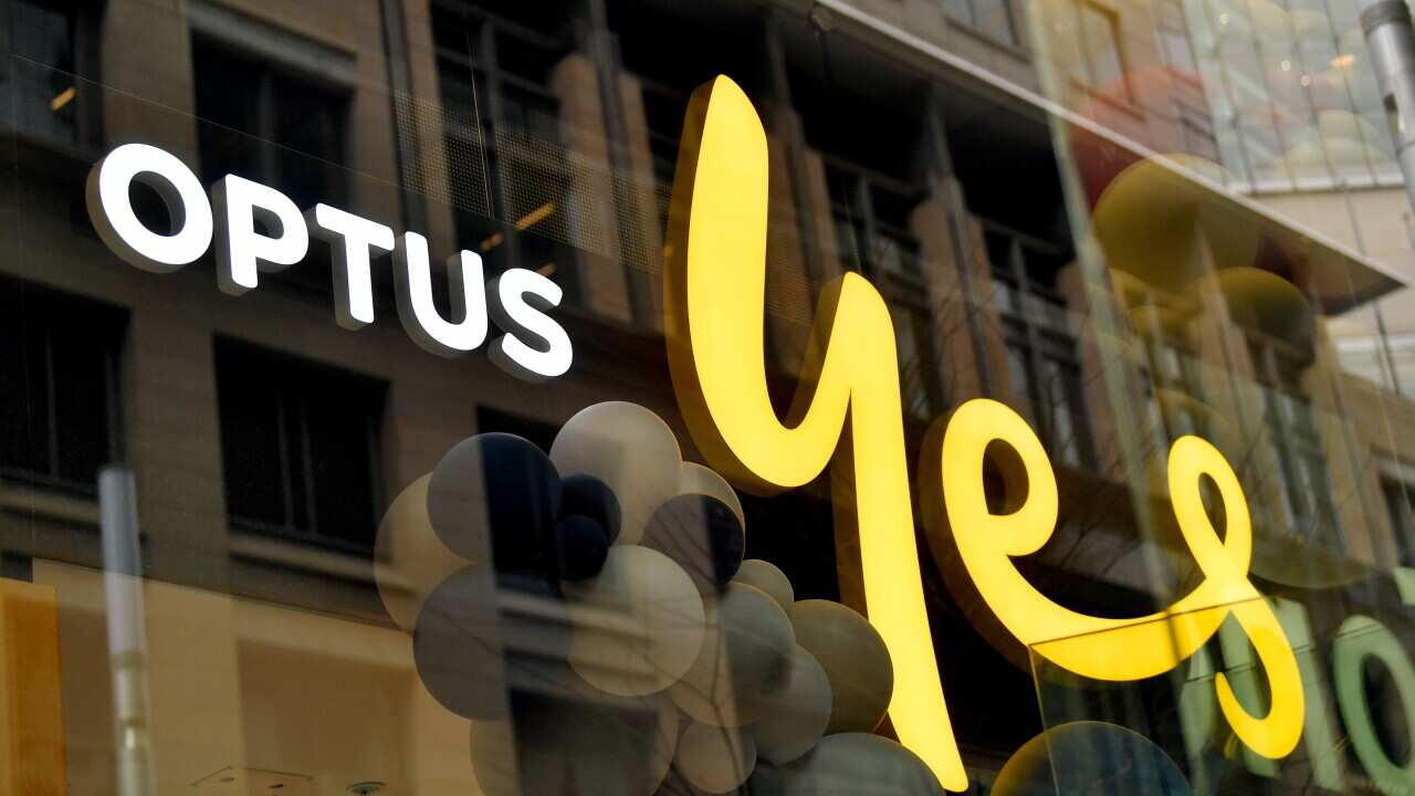 Signage at an Optus store in Sydney.