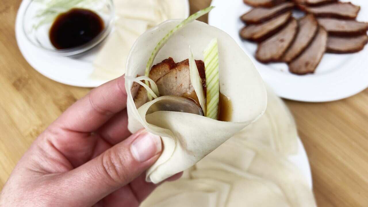 Peking duck pancakes