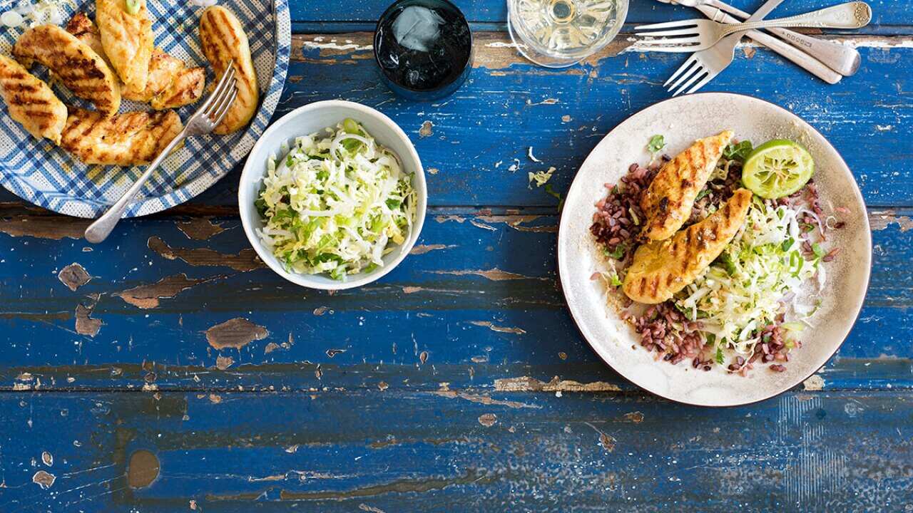 Burmese grilled chicken with forbidden rice