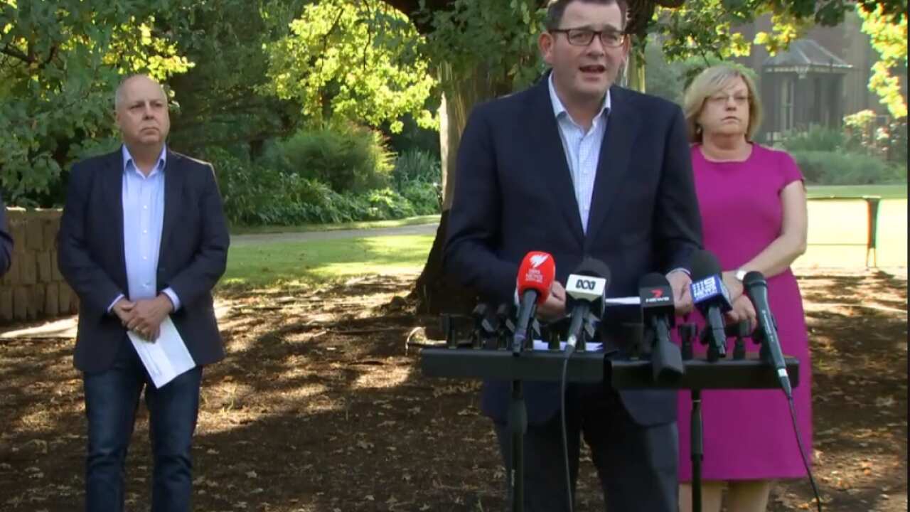 Premier de Victoria, Daniel Andrews, en conferencia de prensa el sábado.