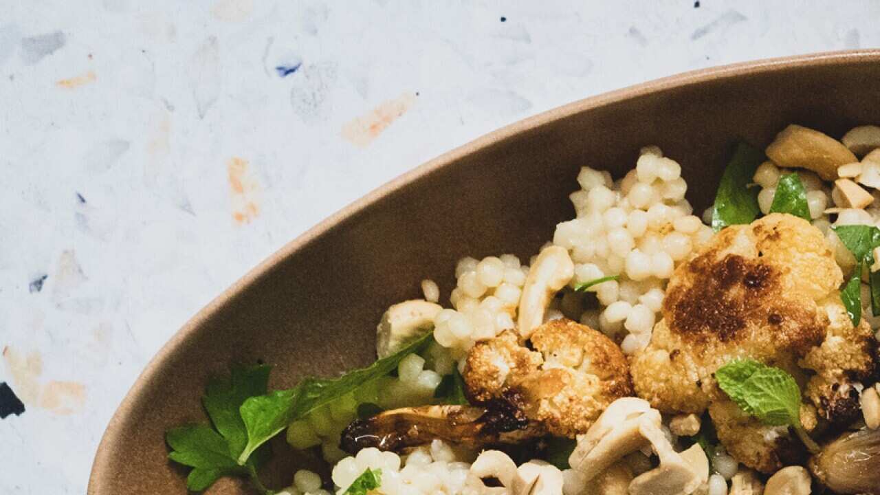 Roast cauliflower and cous cous salad