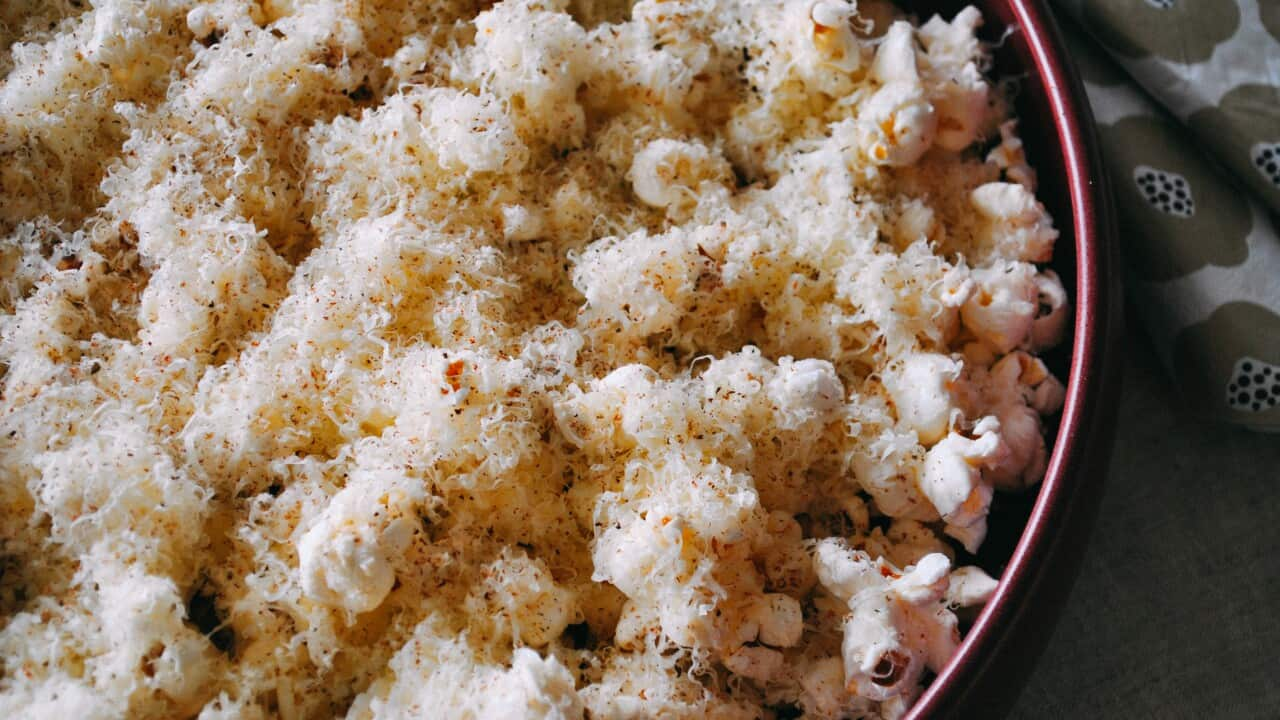 Gruyere and nutmeg popcorn