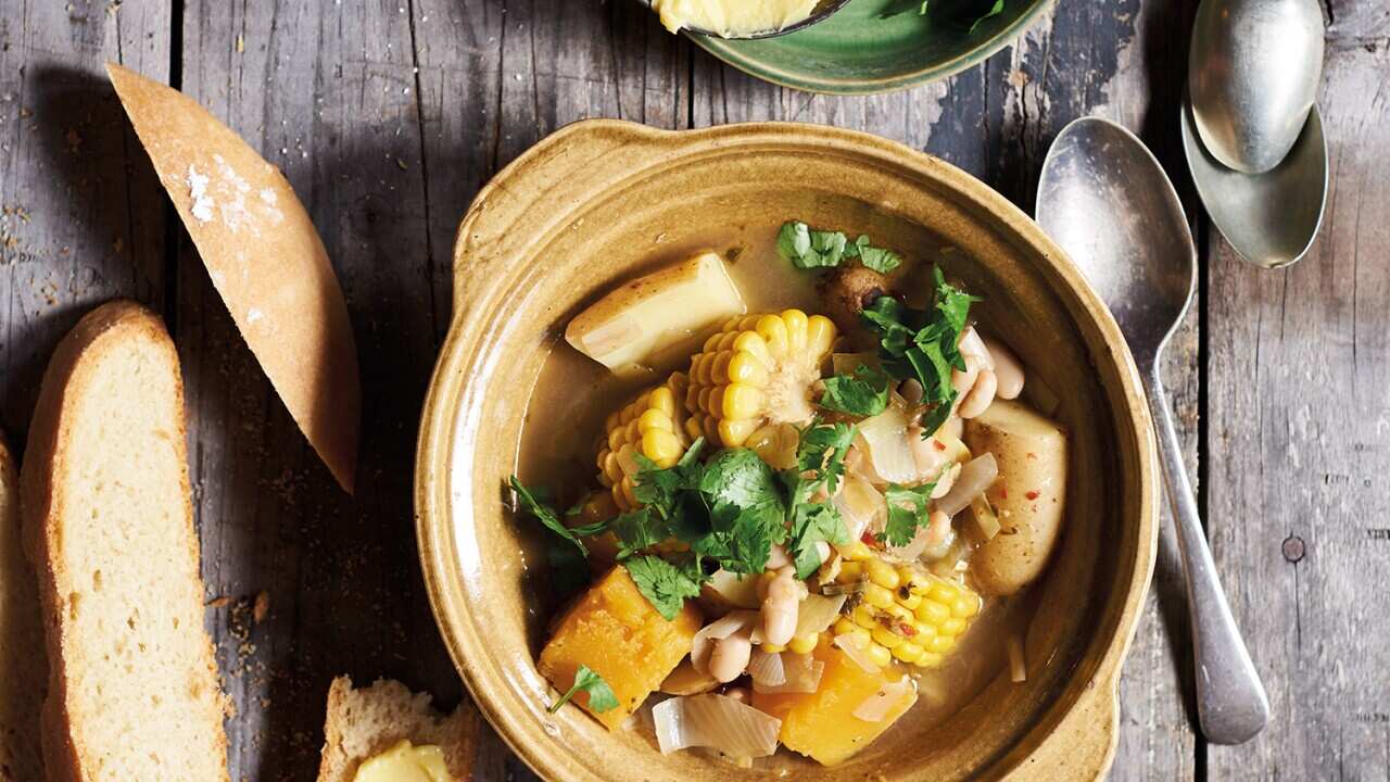 Pumpkin and corn locro