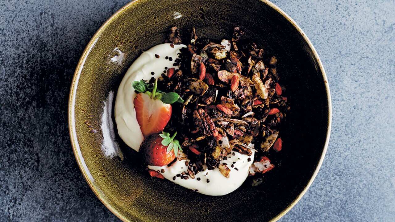 Cacao & black tahini granola