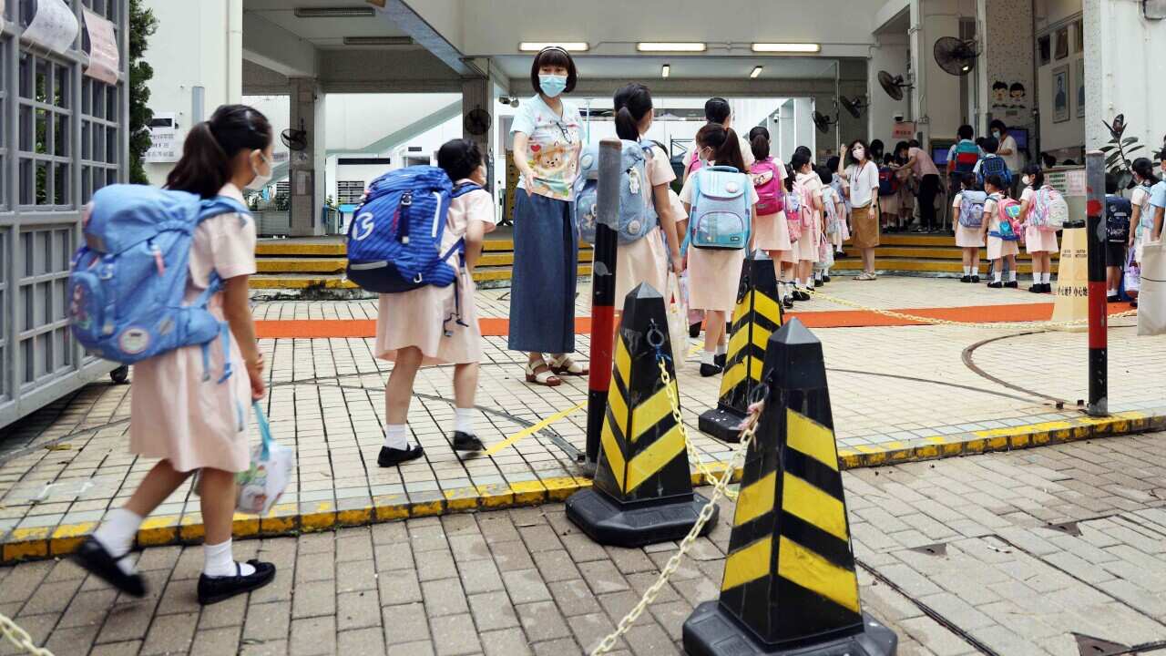 Children going to school in Hong Kong