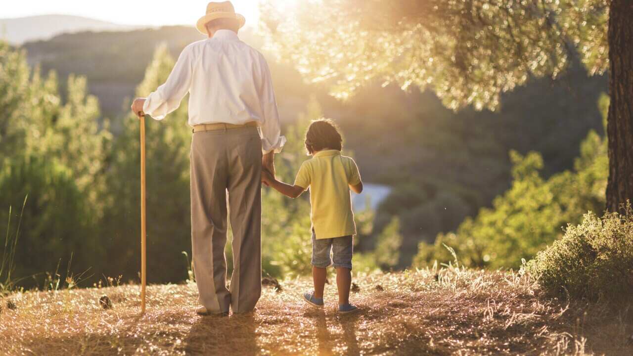 Grandfather with his grandson