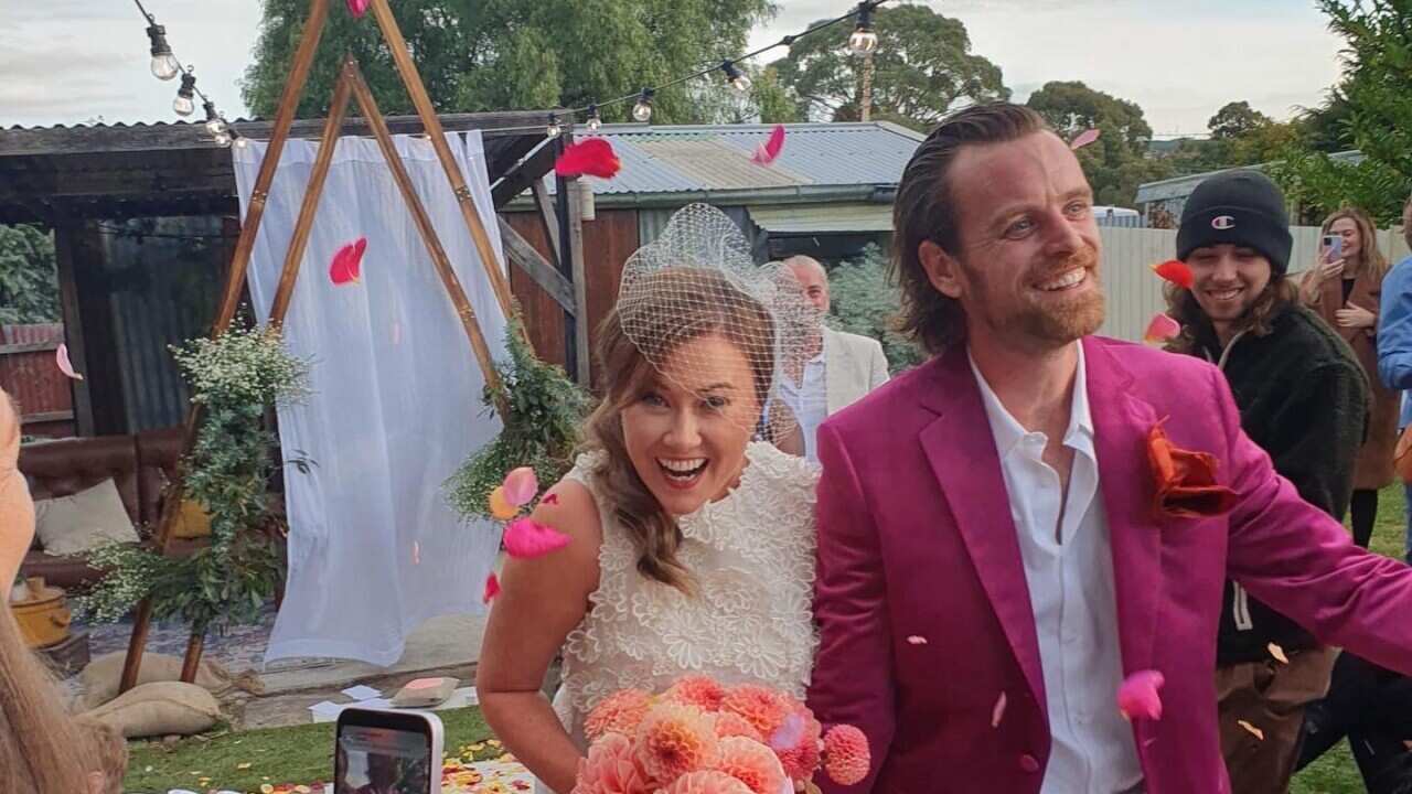 A couple on their wedding day