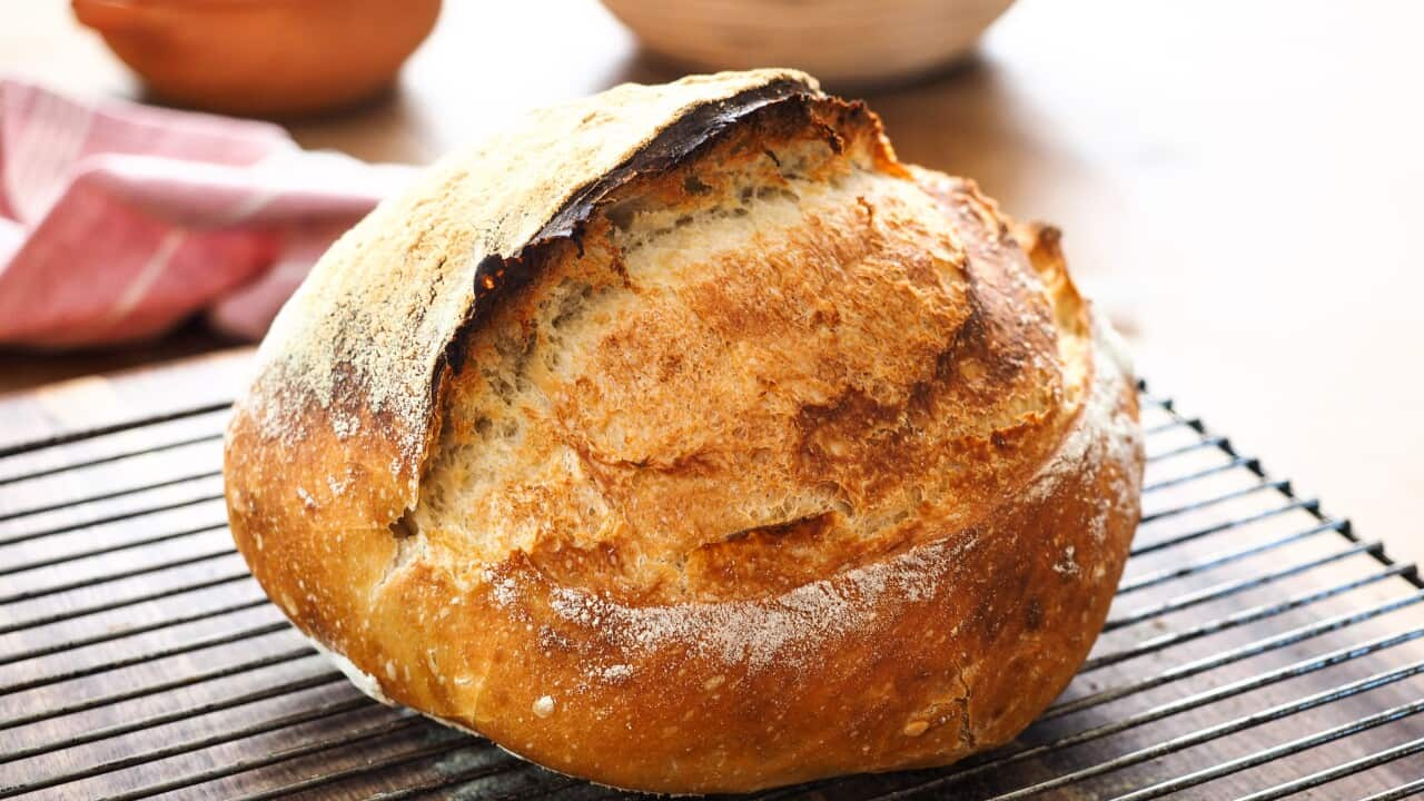 Overnight bread baked in a cast iron pot