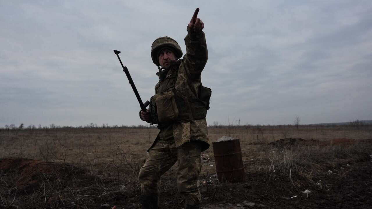  A Ukrainian soldier is seen out of Svitlodarsk, Ukraine.