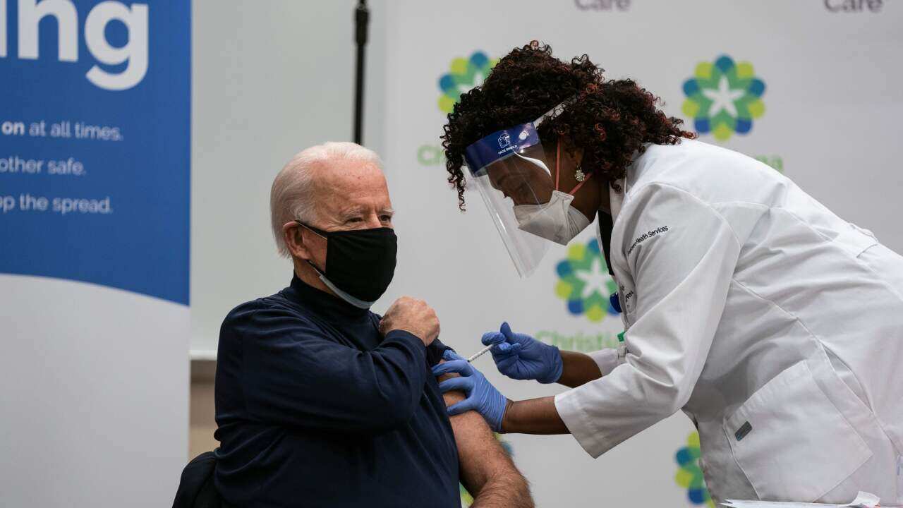 Joe Biden has received his first dose of the coronavirus vaccine on live television.