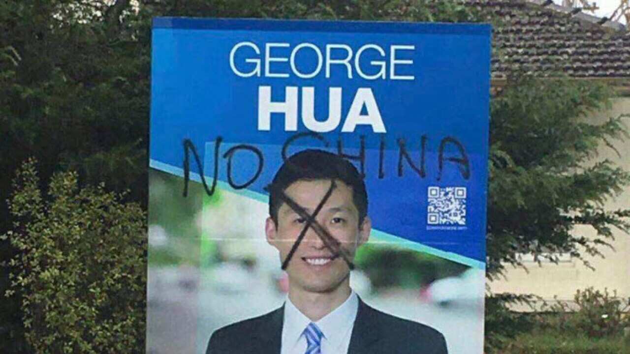 Racist and Sinophobic graffiti targeting, George Hua, the Liberal Candidate for Hotham.