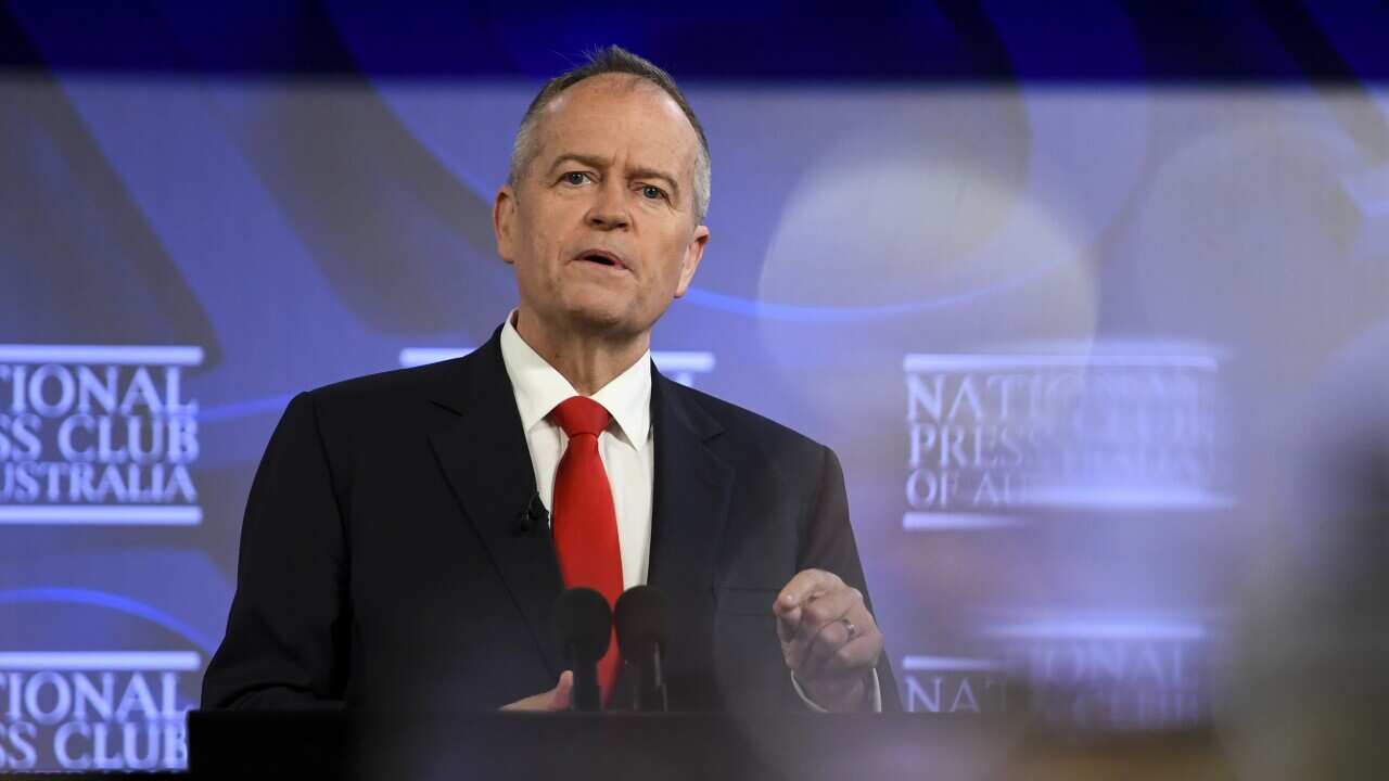 Labor's NDIS spokesperson Bill Shorten addresses the National Press Club in Canberra.