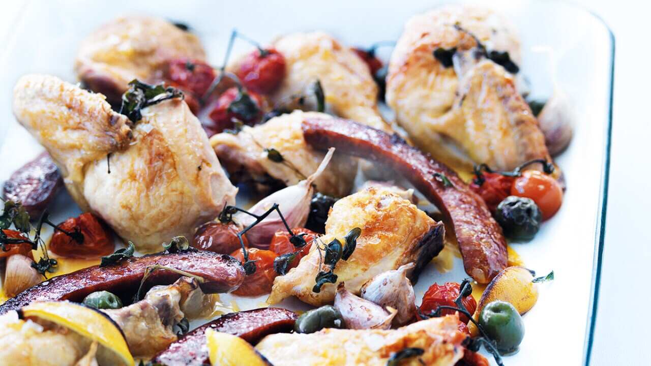 Roasted chicken and chorizo