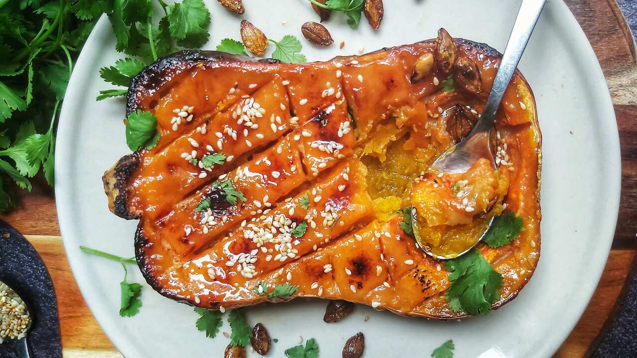 Miso-glazed pumpkin